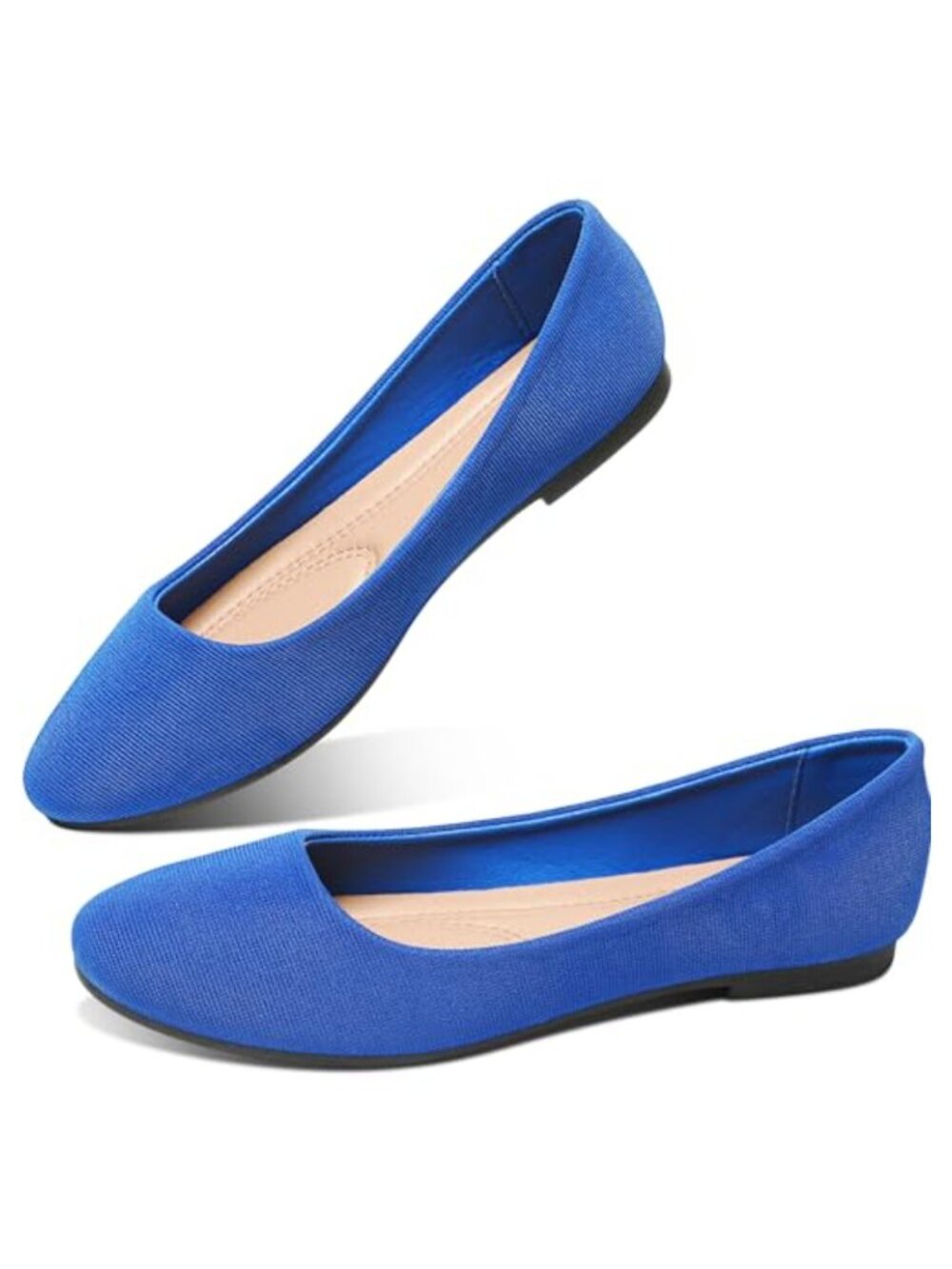 Womens Ballet Flats Textile Upper Memory Foam Round Toe Pull-On